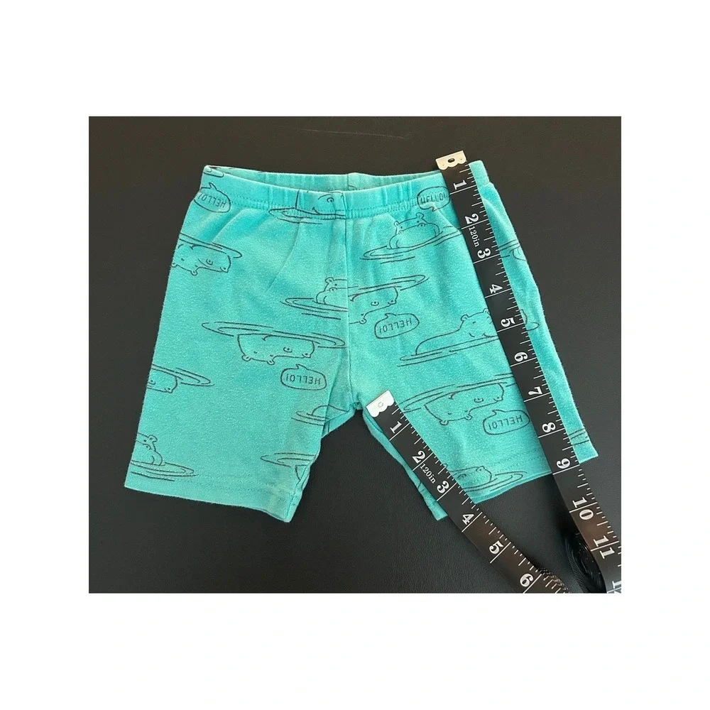 Carters Toddler Boys Teal Hippo Hello Pajama Shorts Size 2T (1306)